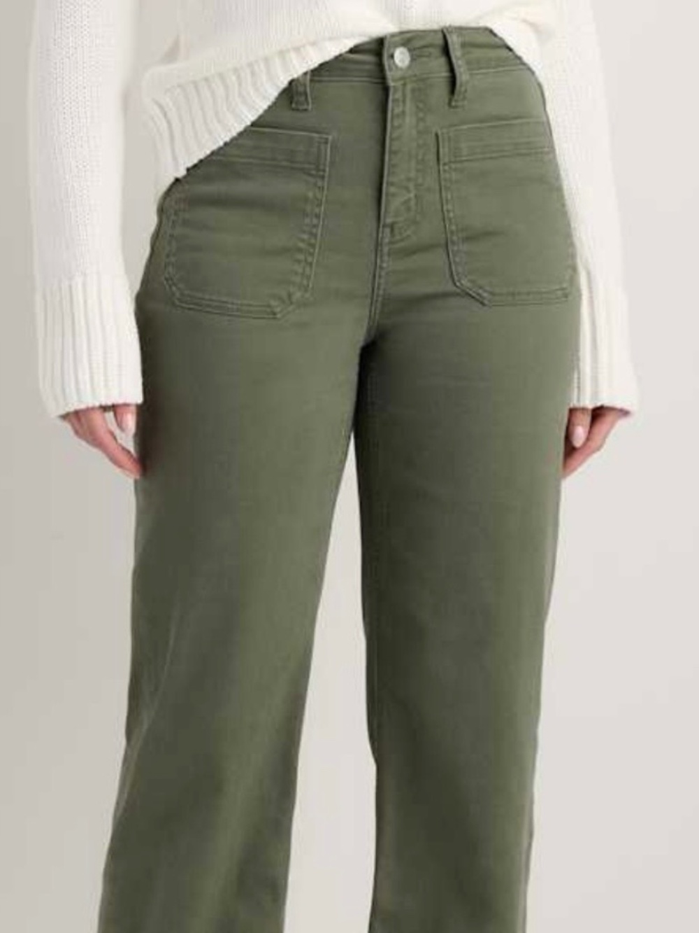 Quince Olive Utility Wide-Leg Pants